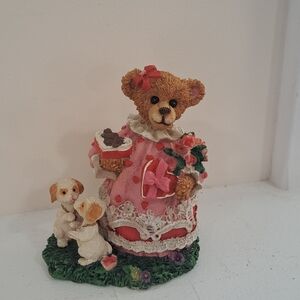 Vintage 90s Teddy Bear Valentine Figurine.